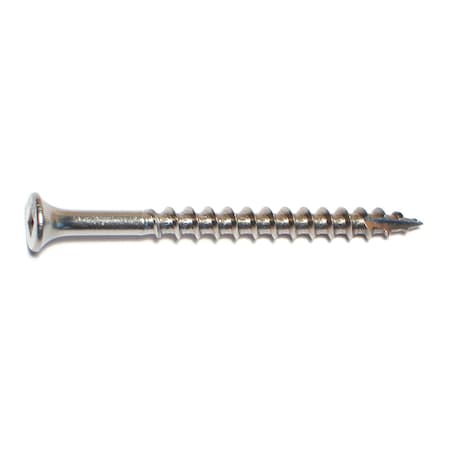 Deck Screw, #10 X 2-1/2 In, 18-8 Stainless Steel, Flat Head, Square Drive, 30 PK